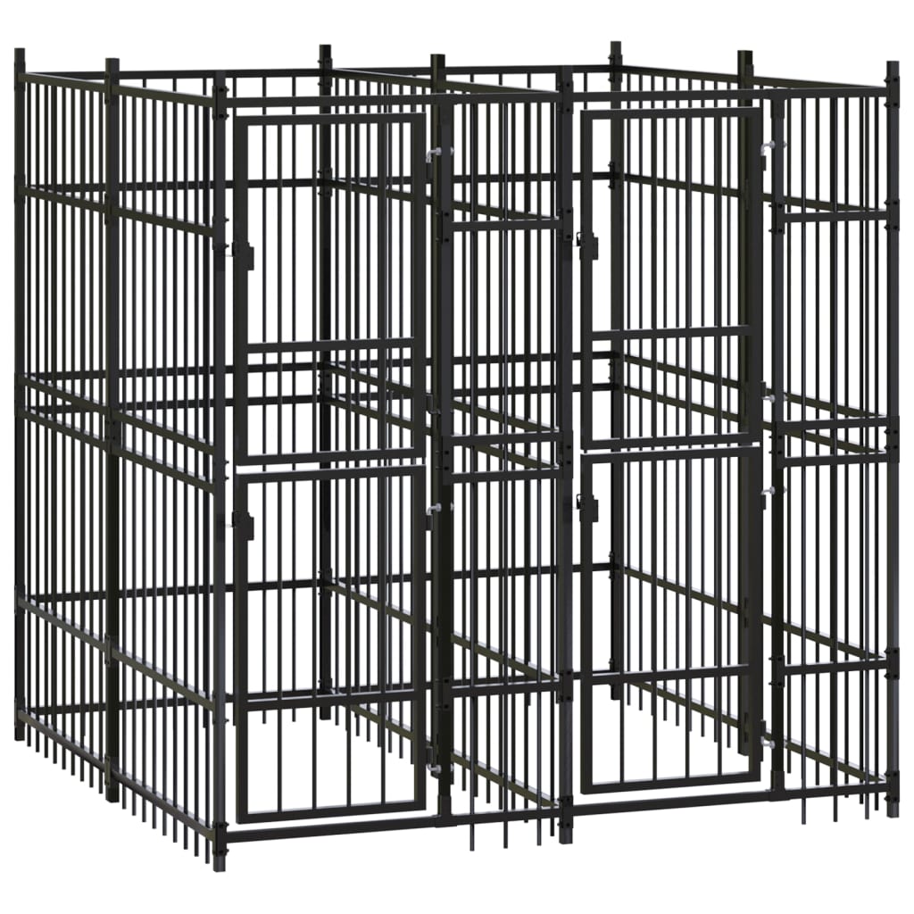 Dog Kennel Black Powder-coated steel Large Durable Dog Kennel