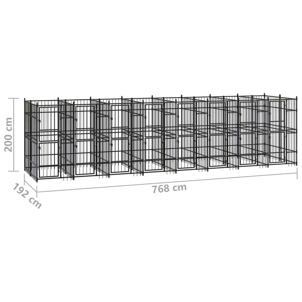 Outdoor Dog Kennel Steel 14.75 m²