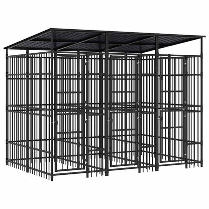 Outdoor Dog Kennel with Roof Steel 59.5 ft²