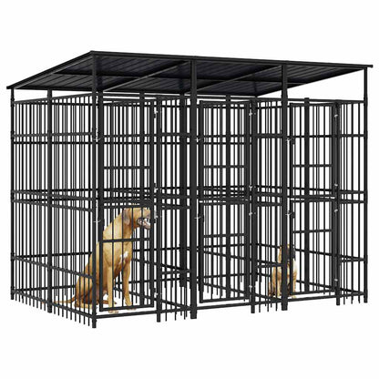 Outdoor Dog Kennel with Roof Steel 59.5 ft²