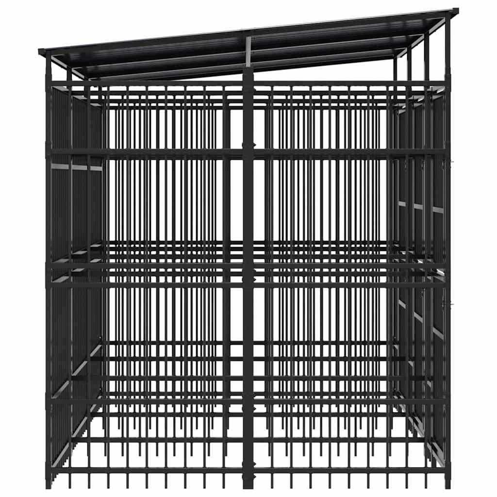 Outdoor Dog Kennel with Roof Steel 59.5 ft²