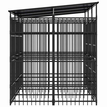 Outdoor Dog Kennel with Roof Steel 59.5 ft²