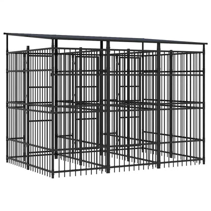 Outdoor Dog Kennel with Roof Steel 59.5 ft²
