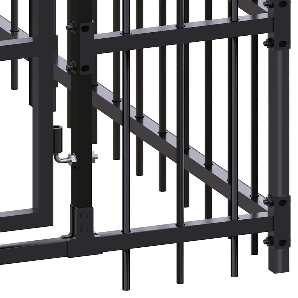 Outdoor Dog Kennel with Roof Steel 59.5 ft²