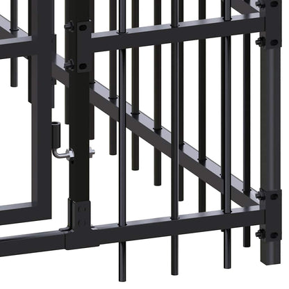 Outdoor Dog Kennel with Roof Steel 59.5 ft²