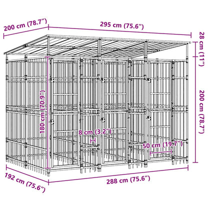 Outdoor Dog Kennel with Roof Steel 59.5 ft²