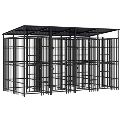 Outdoor Dog Kennel with Roof Steel 79.3 ft²