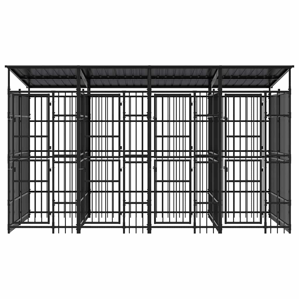 Outdoor Dog Kennel with Roof Steel 79.3 ft²