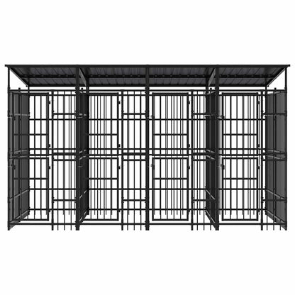 Outdoor Dog Kennel with Roof Steel 79.3 ft²