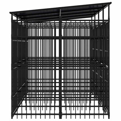 Outdoor Dog Kennel with Roof Steel 79.3 ft²