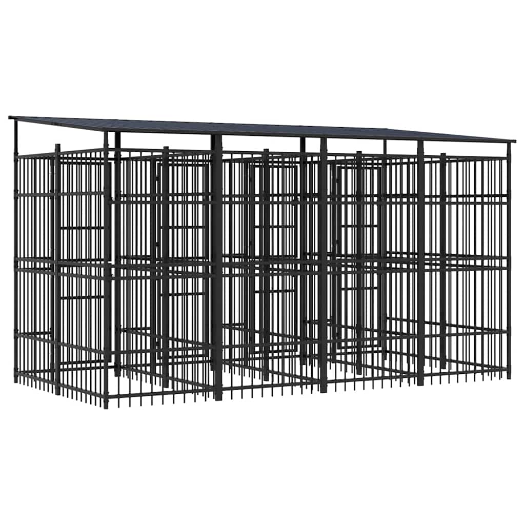 Outdoor Dog Kennel with Roof Steel 79.3 ft²