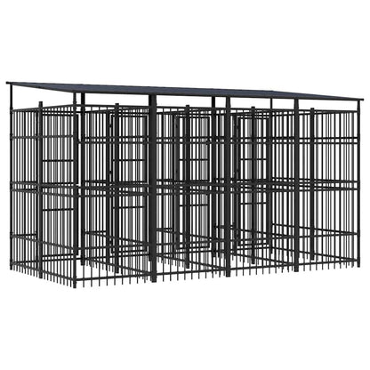 Outdoor Dog Kennel with Roof Steel 79.3 ft²