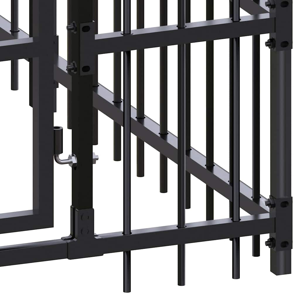 Outdoor Dog Kennel with Roof Steel 79.3 ft²