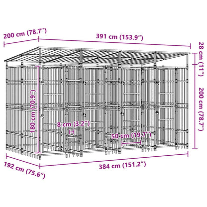 Outdoor Dog Kennel with Roof Steel 79.3 ft²