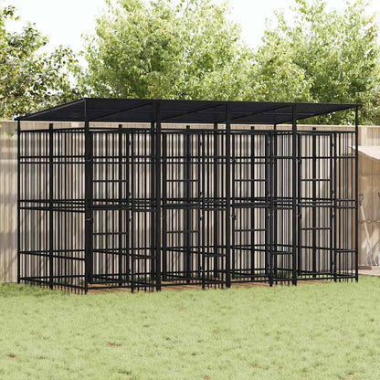 Outdoor Dog Kennel with Roof Steel 79.3 ft²