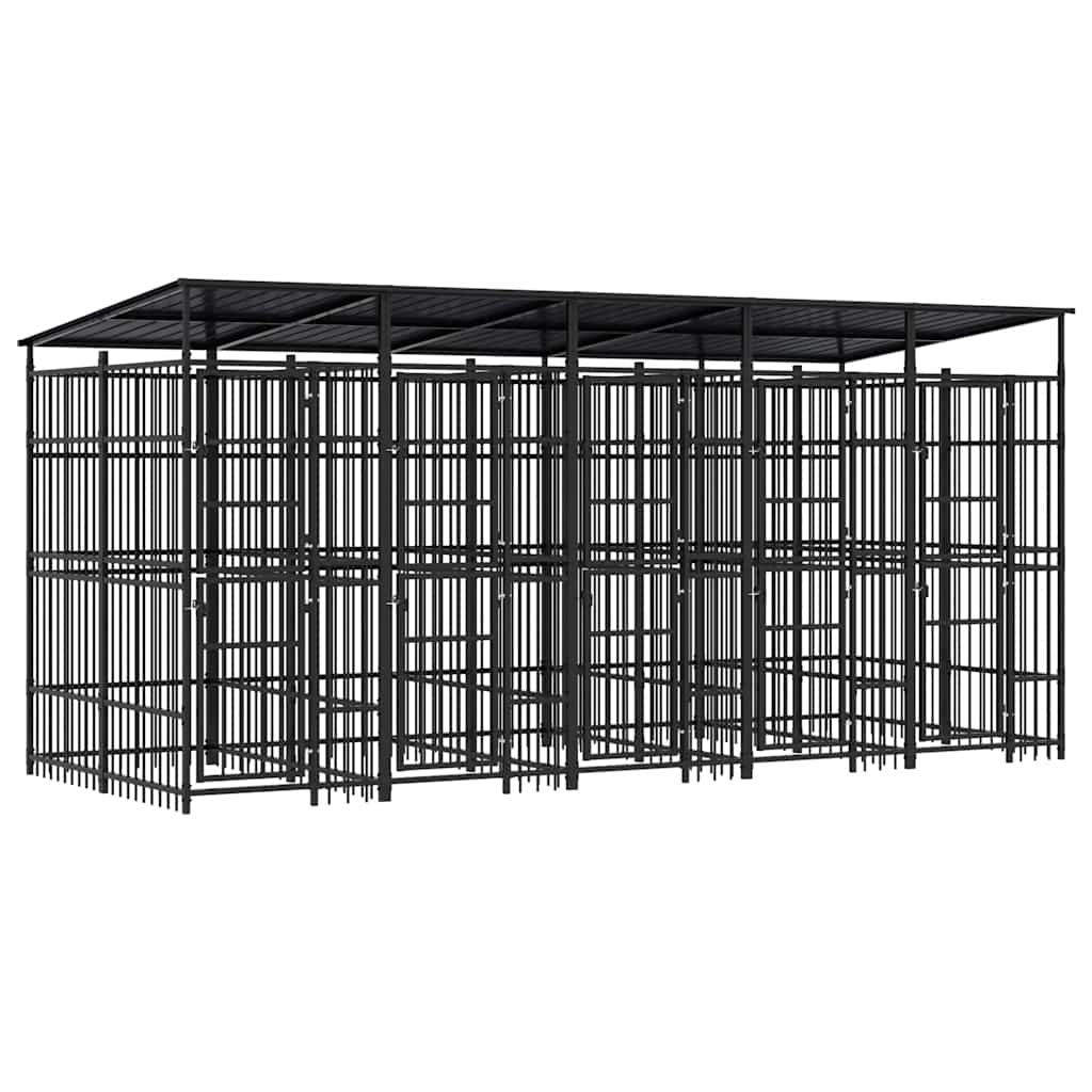 Outdoor Dog Kennel with Roof Steel 99.2 ft²