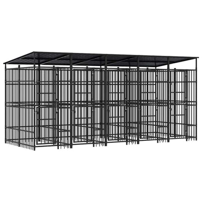 Outdoor Dog Kennel with Roof Steel 99.2 ft²