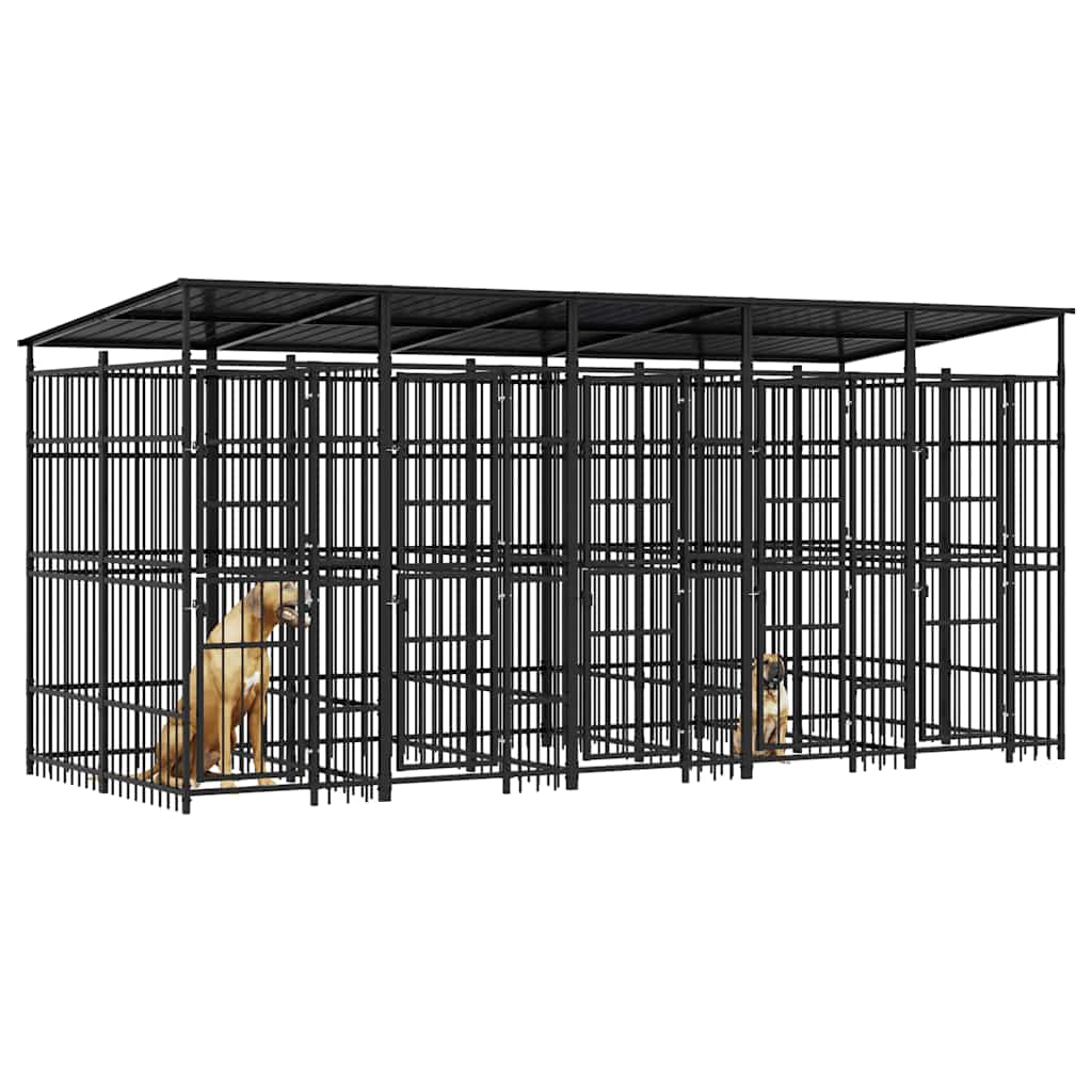 Outdoor Dog Kennel with Roof Steel 99.2 ft²