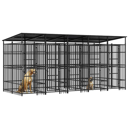 Outdoor Dog Kennel with Roof Steel 99.2 ft²