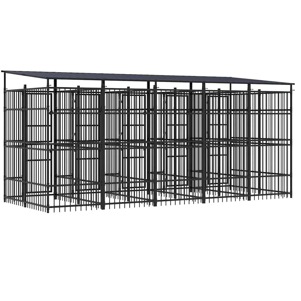Outdoor Dog Kennel with Roof Steel 99.2 ft²