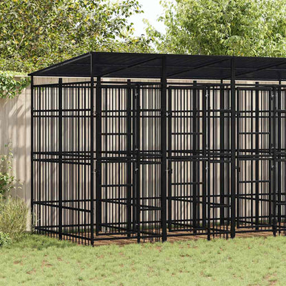 Outdoor Dog Kennel with Roof Steel 99.2 ft²