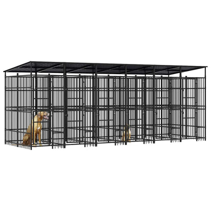 Outdoor Dog Kennel with Roof Steel 119 ft²