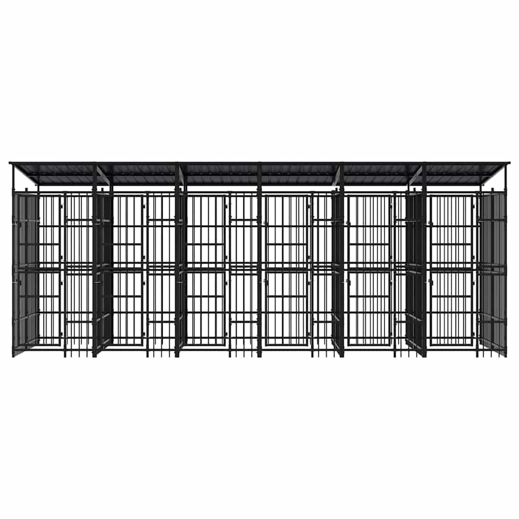 Outdoor Dog Kennel with Roof Steel 119 ft²