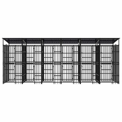 Outdoor Dog Kennel with Roof Steel 119 ft²