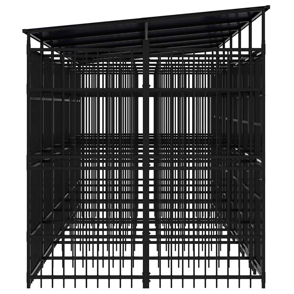 Outdoor Dog Kennel with Roof Steel 119 ft²