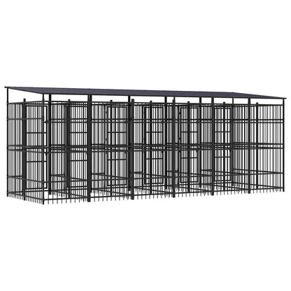Outdoor Dog Kennel with Roof Steel 119 ft²