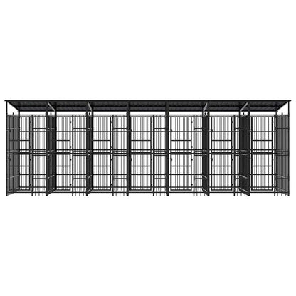 Outdoor Dog Kennel with Roof Steel 138.9 ft²