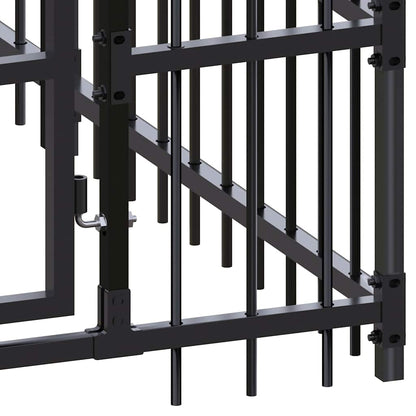 Outdoor Dog Kennel with Roof Steel 138.9 ft²