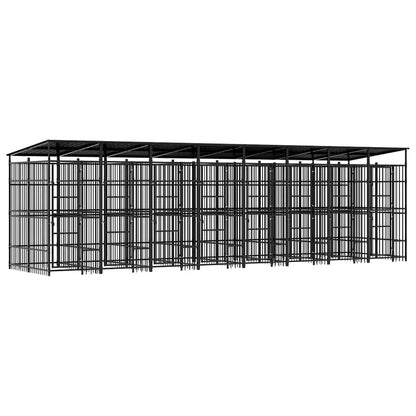 Outdoor Dog Kennel with Roof Steel 158.8 ft²