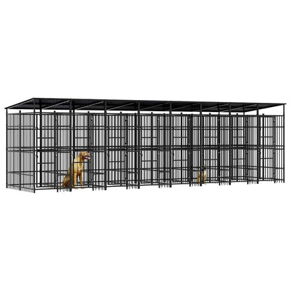 Outdoor Dog Kennel with Roof Steel 158.8 ft²