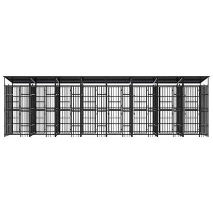 Outdoor Dog Kennel with Roof Steel 158.8 ft²