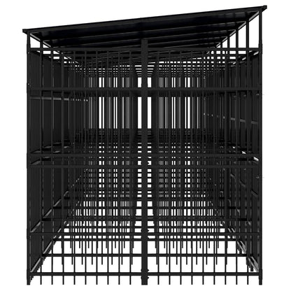 Outdoor Dog Kennel with Roof Steel 158.8 ft²