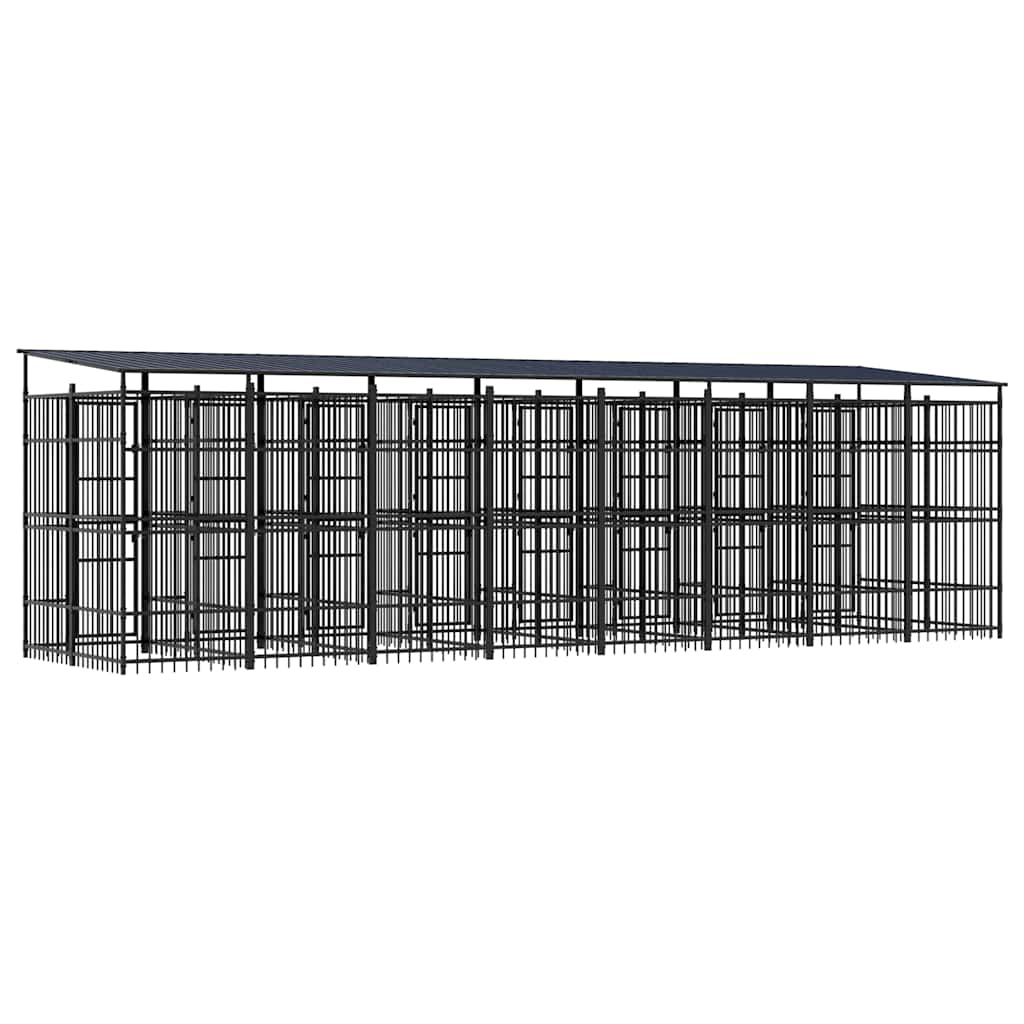 Outdoor Dog Kennel with Roof Steel 158.8 ft²
