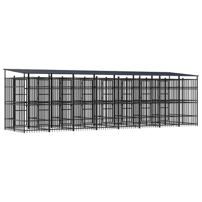 Outdoor Dog Kennel with Roof Steel 158.8 ft²