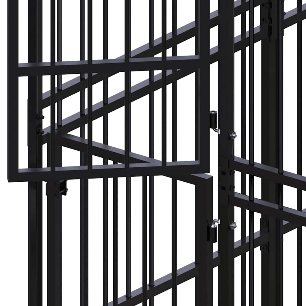 Outdoor Dog Kennel with Roof Steel 158.8 ft²