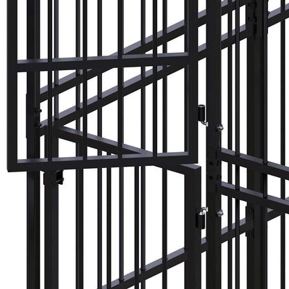 Outdoor Dog Kennel with Roof Steel 158.8 ft²