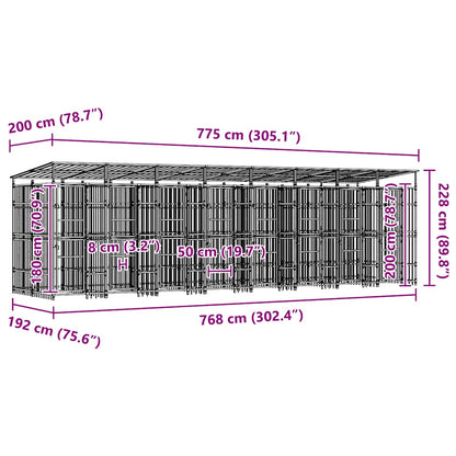 Outdoor Dog Kennel with Roof Steel 158.8 ft²