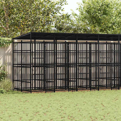 Outdoor Dog Kennel with Roof Steel 158.8 ft²