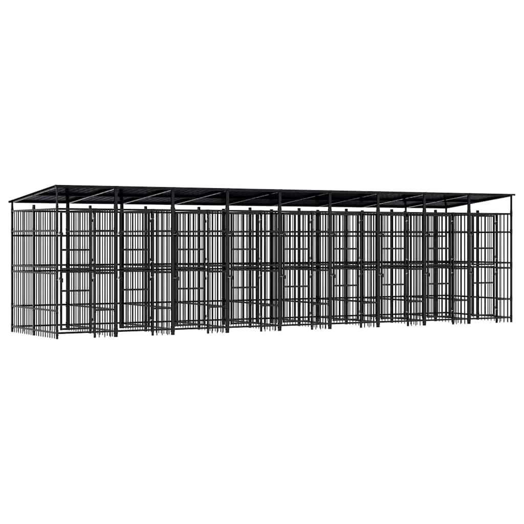 Outdoor Dog Kennel with Roof Steel 178.6 ft²