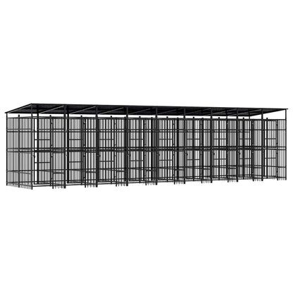 Outdoor Dog Kennel with Roof Steel 178.6 ft²