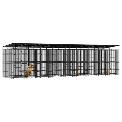 Outdoor Dog Kennel with Roof Steel 178.6 ft²