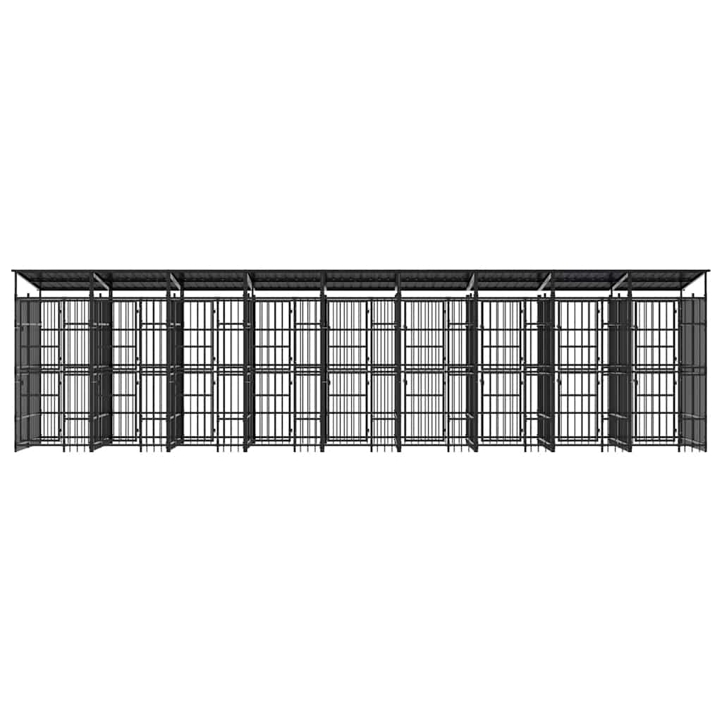 Outdoor Dog Kennel with Roof Steel 178.6 ft²