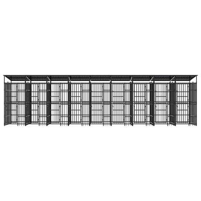 Outdoor Dog Kennel with Roof Steel 178.6 ft²