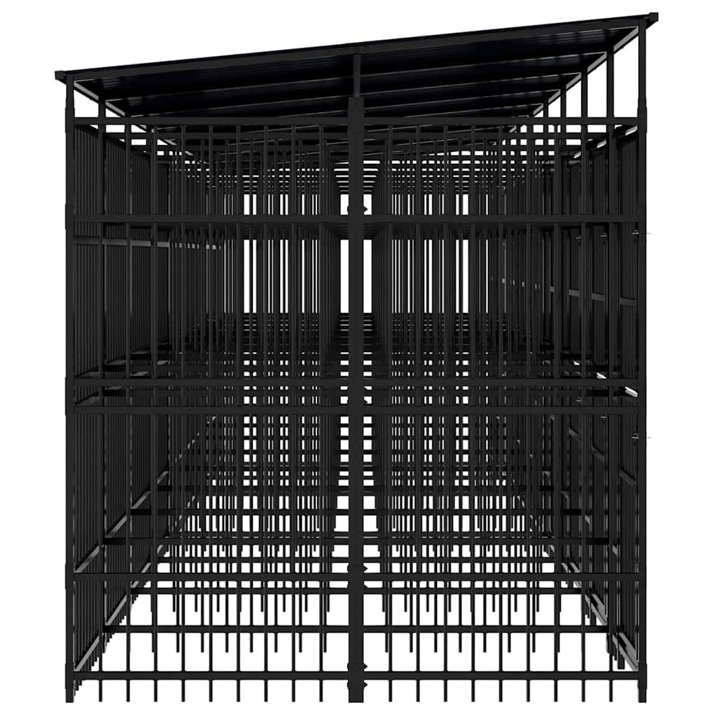 Outdoor Dog Kennel with Roof Steel 178.6 ft²