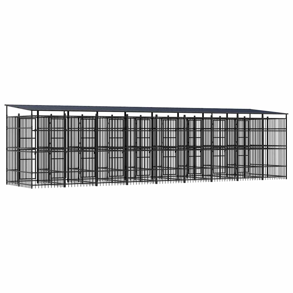 Outdoor Dog Kennel with Roof Steel 178.6 ft²