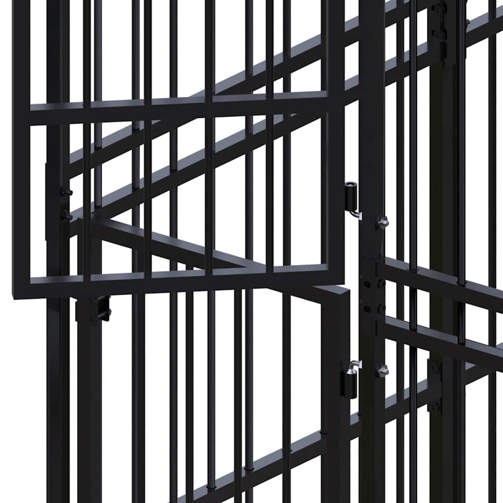 Outdoor Dog Kennel with Roof Steel 178.6 ft²
